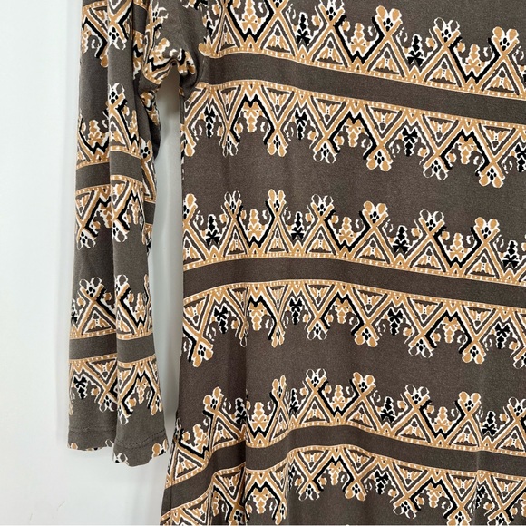 Anthropologie Bel Kazan Mini Dress 3/4 Sleeve Shift Tunic Pocket Tribal Floral S - Picture 3 of 8